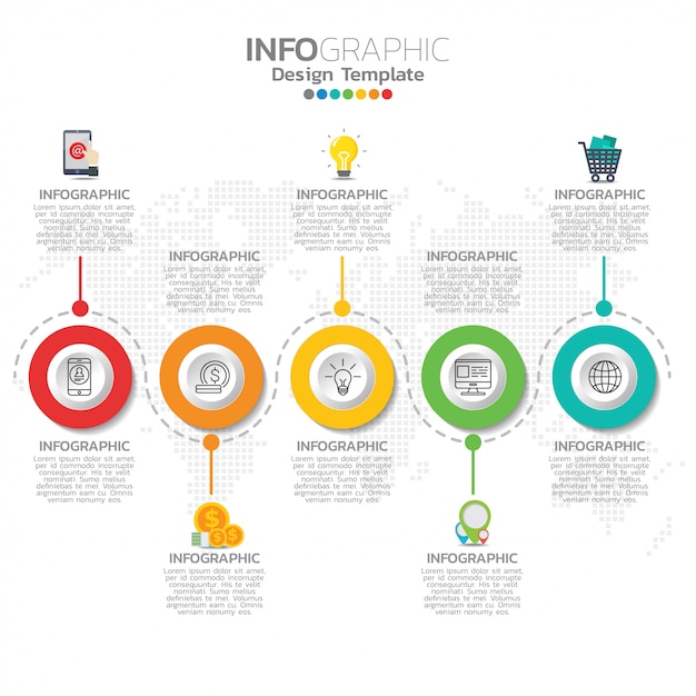 Ilustración del concepto de infografía de seo infografía con plantilla de diseño de negocios.