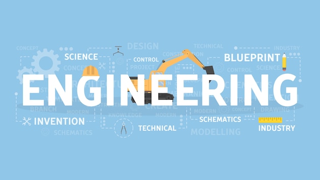 Ilustración del concepto de ingeniería. idea de técnica, ciencia e industrial.