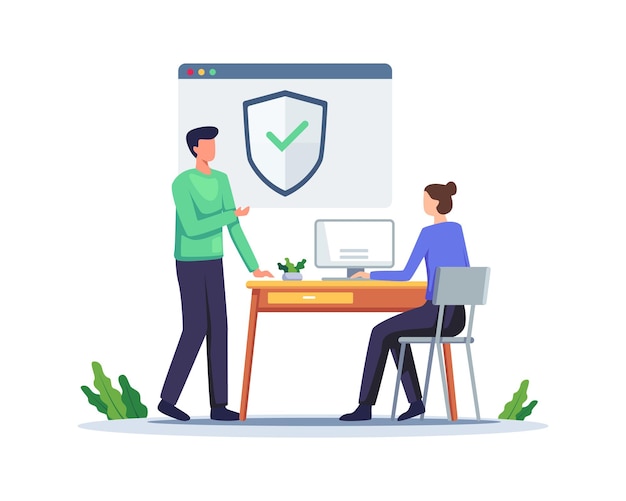 Ilustración de concepto de inicio de sesión seguro y registro. El usuario utiliza un inicio de sesión seguro y protección con contraseña en el sitio web o en la cuenta de redes sociales. Vector en un estilo plano