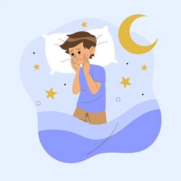 Ilustración del concepto de insomnio