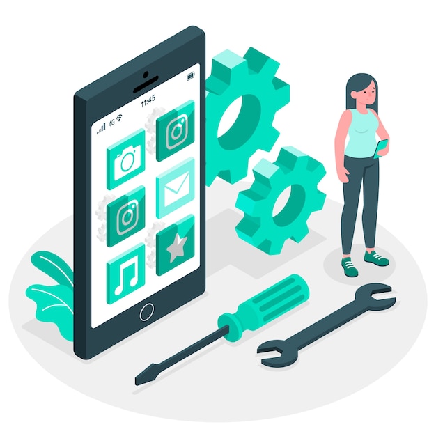 Ilustración del concepto de instalación de la aplicación