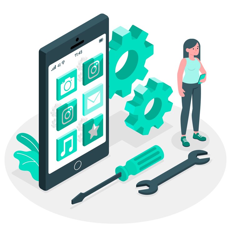 Vector ilustración del concepto de instalación de la aplicación