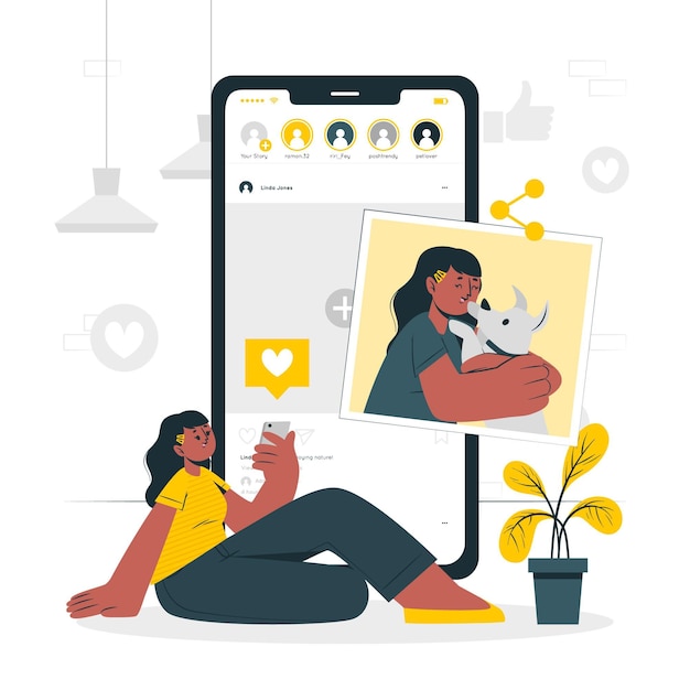 Ilustración de concepto de intercambio de fotos
