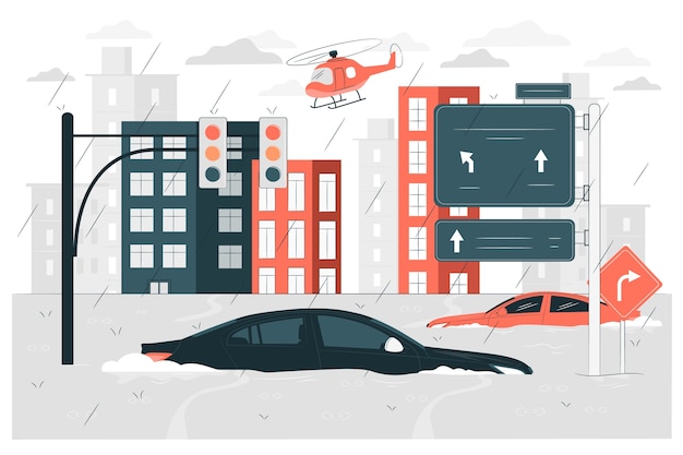 Ilustración del concepto de inundación
