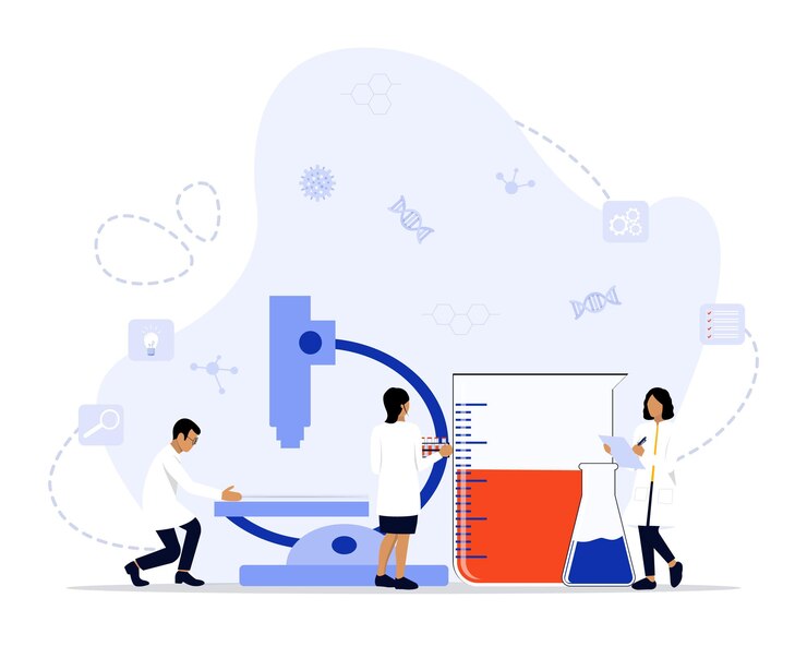 Vector ilustración del concepto de la investigación científica