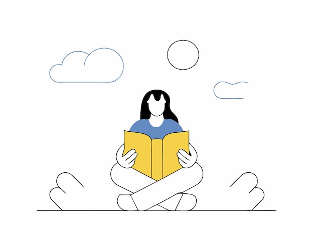 Ilustración de concepto de lectura de mujer