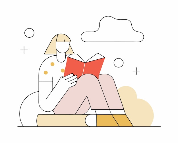 Ilustración de concepto de lectura de mujer