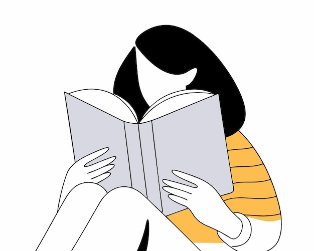 Ilustración de concepto de lectura de mujer