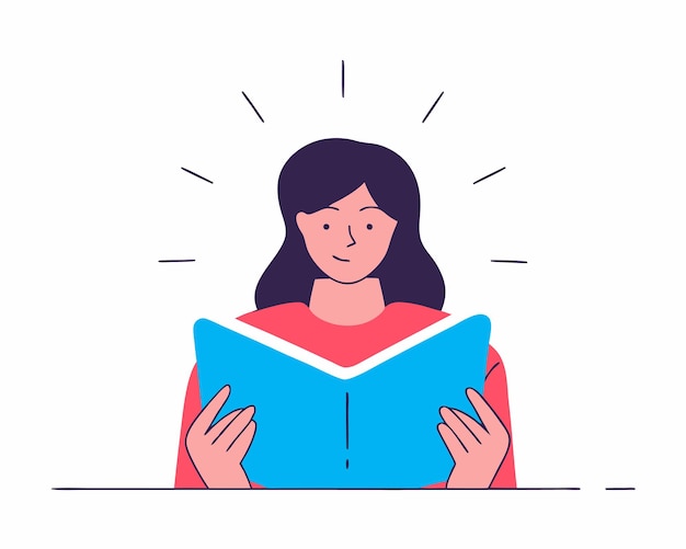 Ilustración de concepto de lectura de mujer