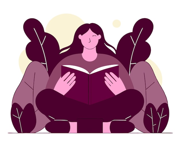 Ilustración de concepto de lectura de mujer