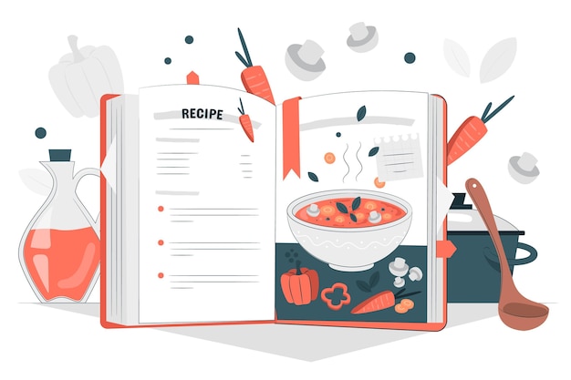 Ilustración del concepto de libro de recetas