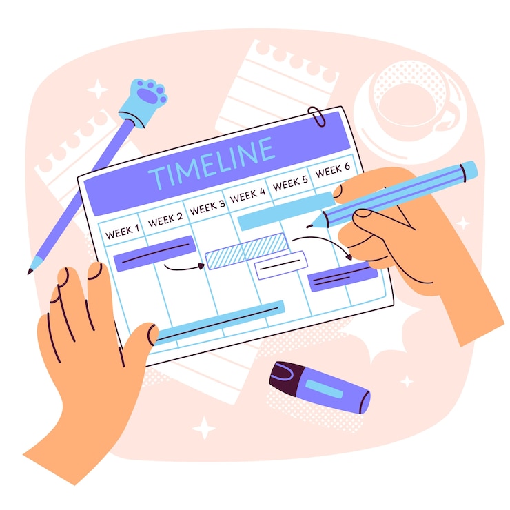 Vector ilustración del concepto de línea de tiempo