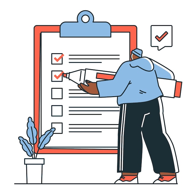 Ilustración del concepto de la lista de comprobación
