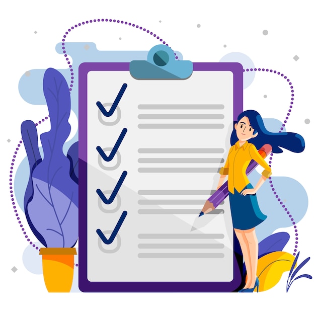 Ilustración del concepto de la lista de comprobación