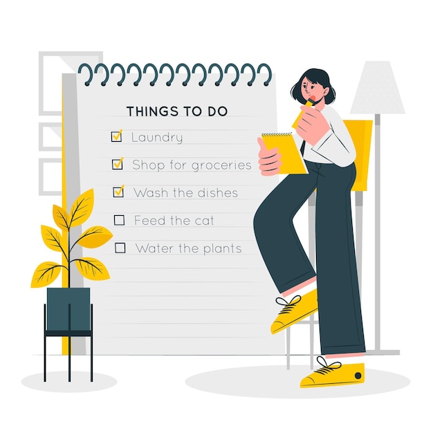 Ilustración del concepto de lista de cosas por hacer