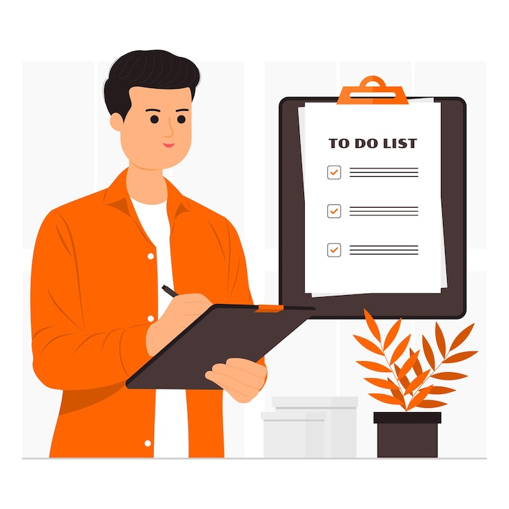 Vector ilustración del concepto de lista de cosas por hacer