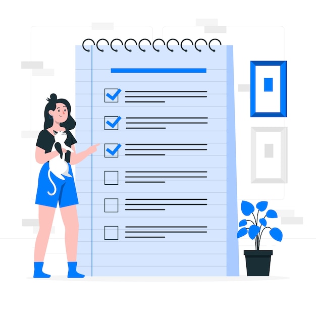 Ilustración de concepto de lista de verificación de metas personales