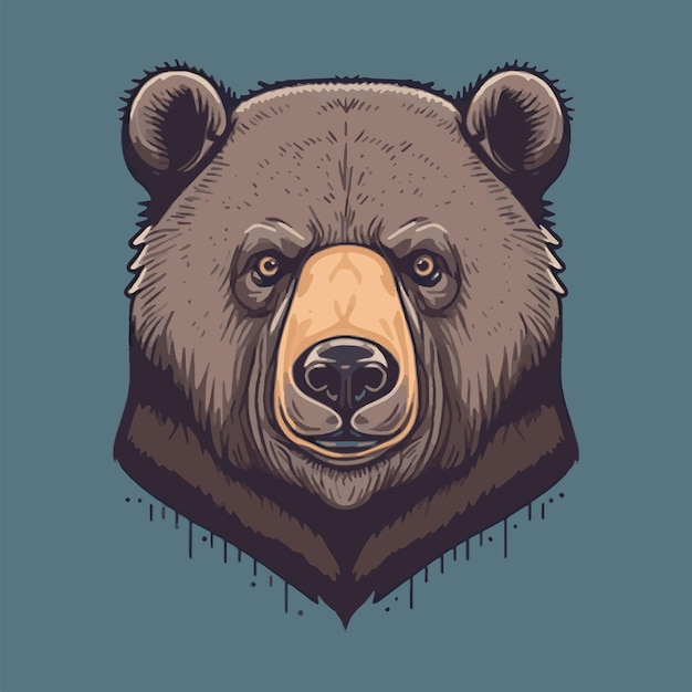 Ilustración del concepto de logotipo de cabeza de oso salvaje para icono de mascota o póster