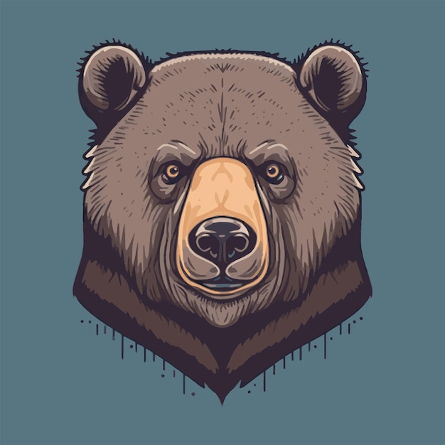 Ilustración del concepto de logotipo de cabeza de oso salvaje para icono de mascota o póster