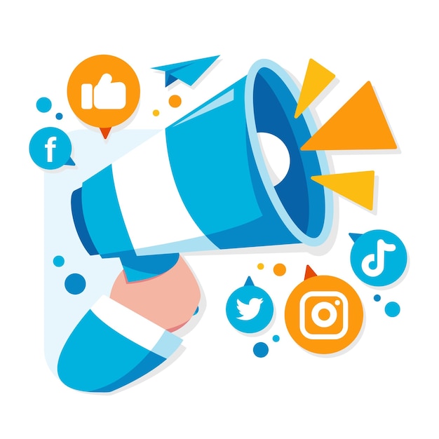 Ilustración del concepto de marketing en redes sociales