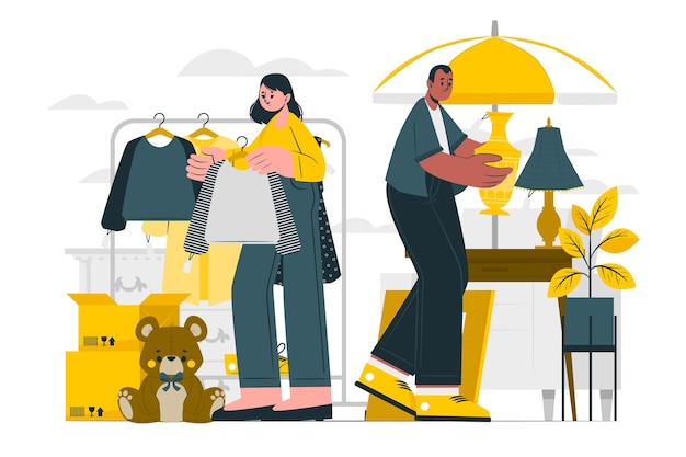 Ilustración del concepto de mercado de pulgas