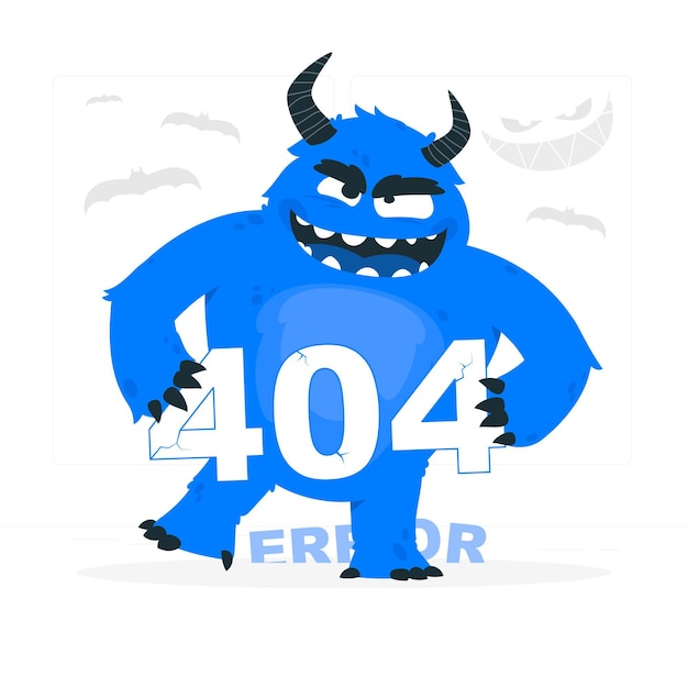 Ilustración del concepto de monstruo error 404