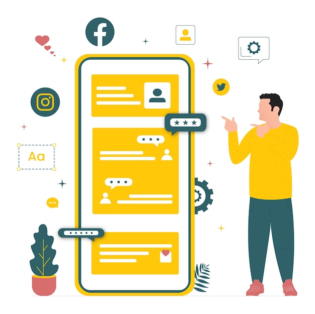 Ilustración de concepto móvil de redes sociales