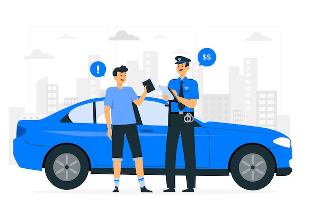 Ilustración del concepto de multa de tráfico