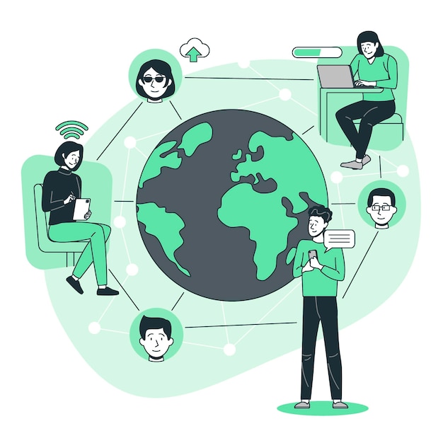 Ilustración del concepto de mundo conectado