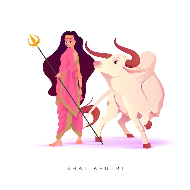 Vector ilustración del concepto navratri diosa shailaputri feliz navratri