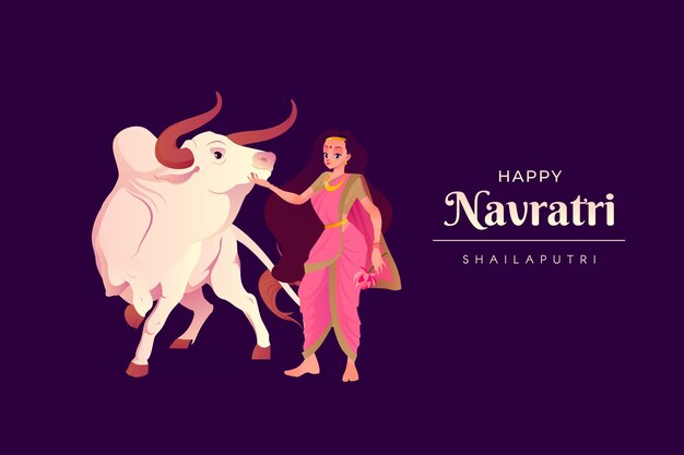 Vector ilustración del concepto navratri diosa shailaputri feliz navratri
