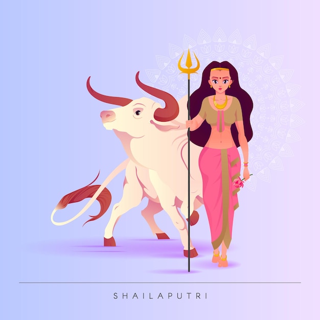 Vector ilustración del concepto navratri diosa shailaputri feliz navratri
