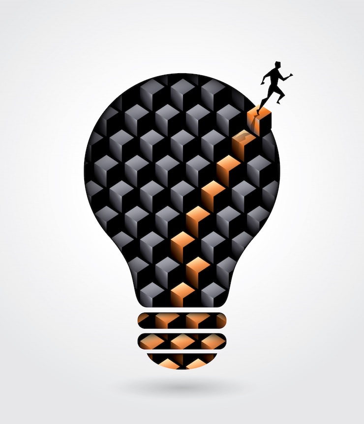 Vector ilustración de concepto de negocio de solución de pensamiento creativo