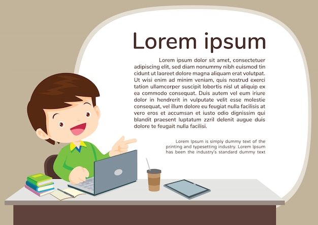 Ilustración de concepto de niño y E-learning de Studens