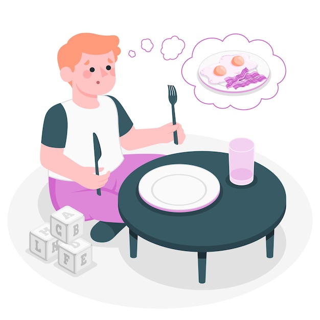 Ilustración de concepto de niño hambriento