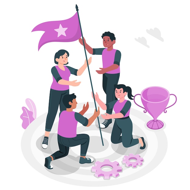 Ilustración del concepto de objetivos de equipo