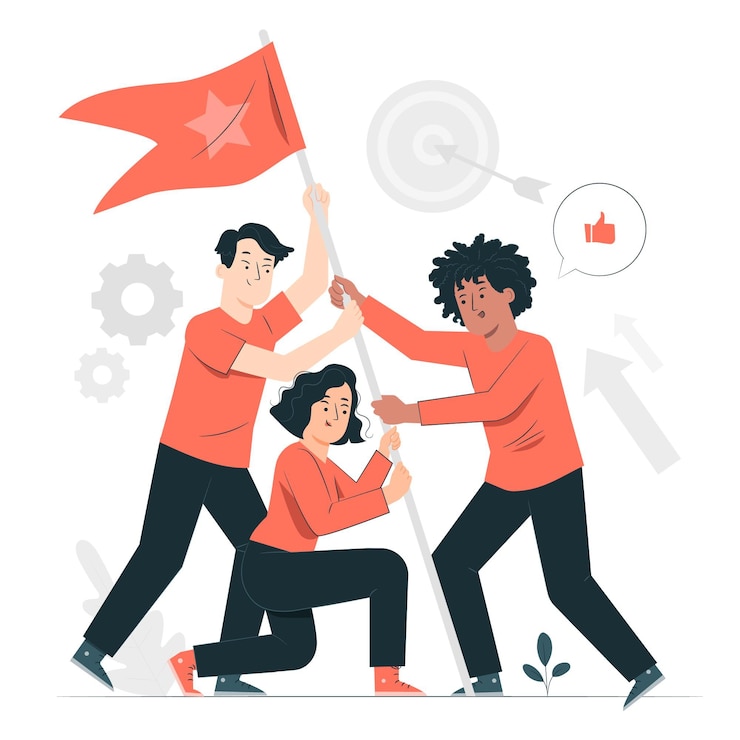 Vector ilustración del concepto de objetivos de equipo