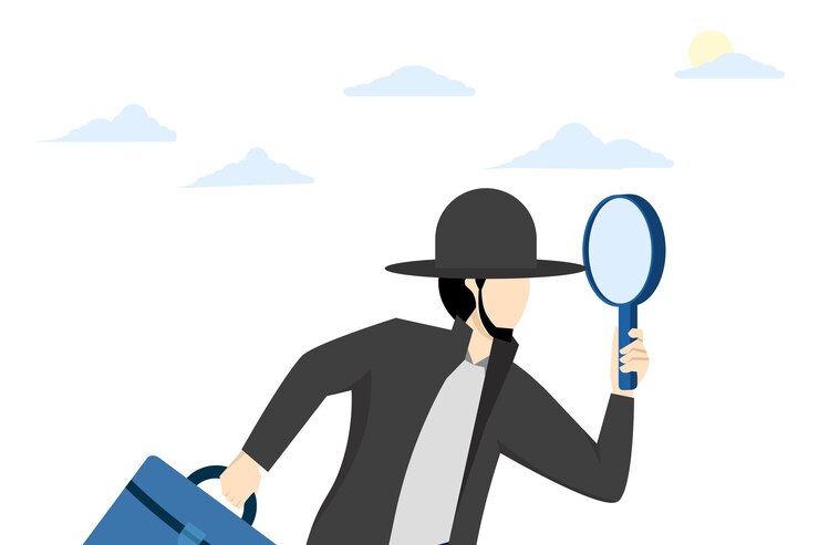 Vector ilustración del concepto de observación o inspección para averiguar y encontrar información útil