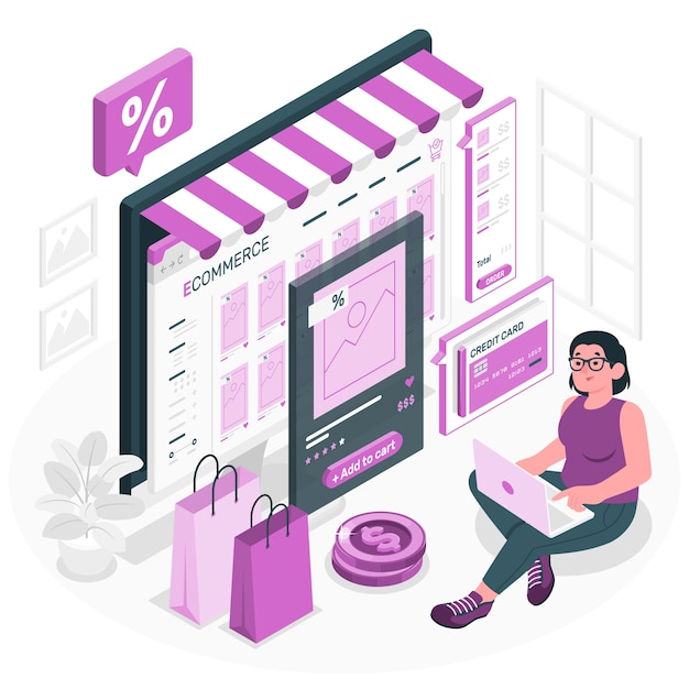 Ilustración de concepto de página web de comercio electrónico