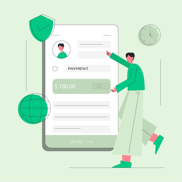 Ilustración de concepto de pago de transferencia