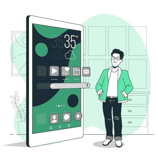 Ilustración del concepto de pantalla de inicio