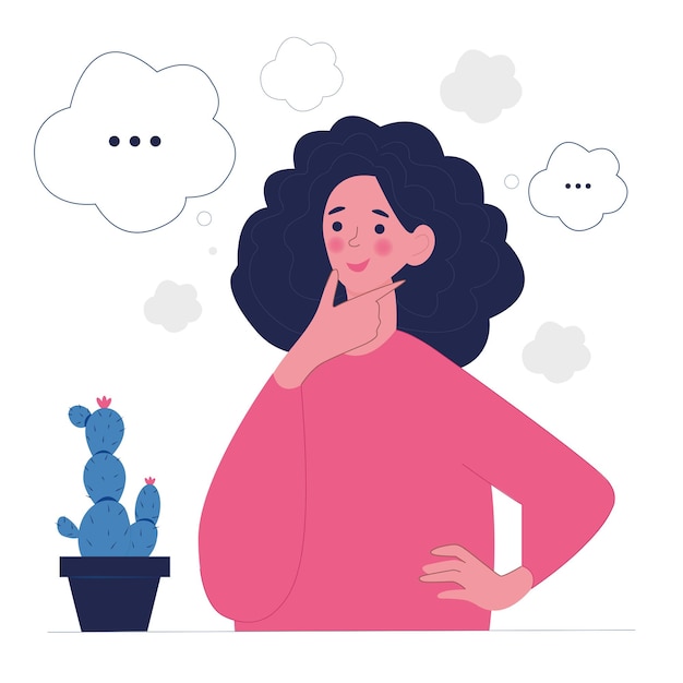 Vector ilustración del concepto de pensamiento femenino.