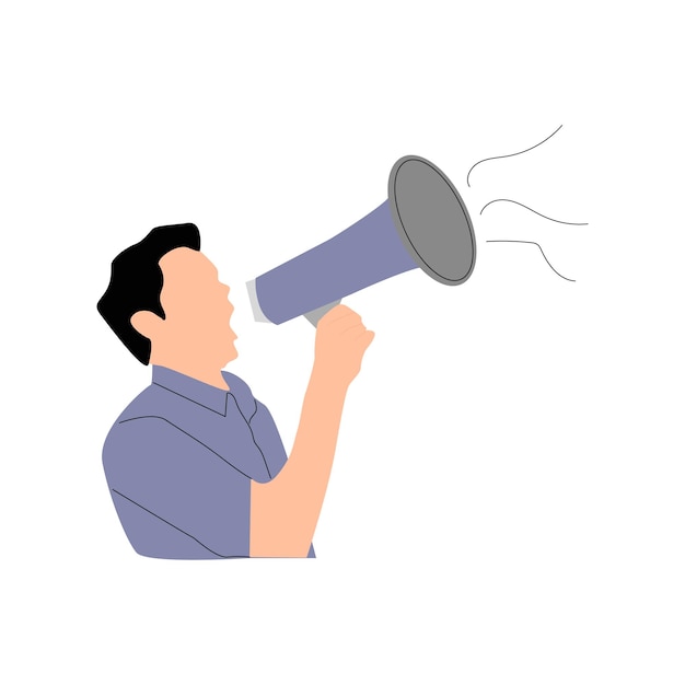 Ilustración del concepto de persona que usa un altavoz toa