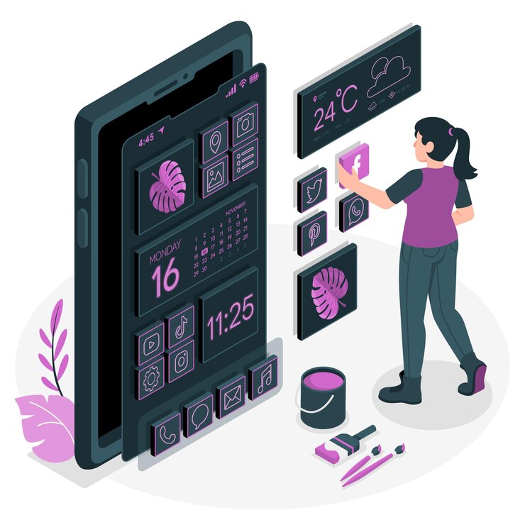 Vector ilustración de concepto de personalización de teléfono