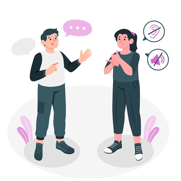Ilustración del concepto de las personas sordas mudas