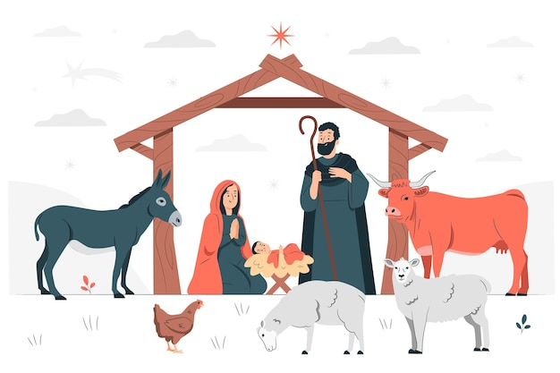 Ilustración de concepto de pesebre de Navidad