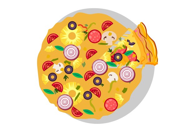 Ilustración del concepto de la pizza elegante y hermosa