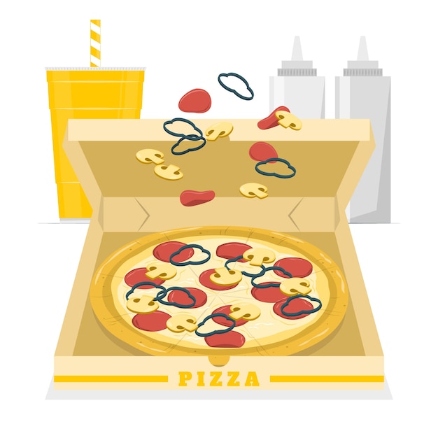 Ilustración de concepto de pizza para llevar