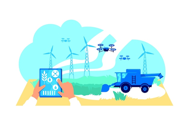 Ilustración de concepto plano de agronegocios futuristas