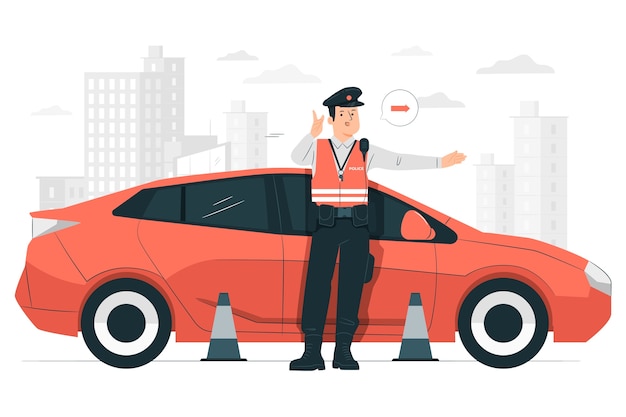 Ilustración del concepto de policía de tránsito